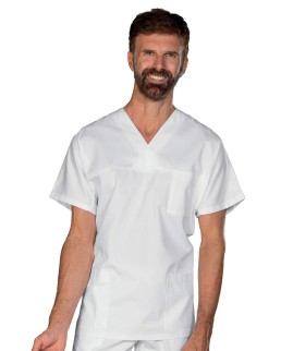 CASACCA COLLO A V BIANCO UNISEX OEKO-TEX® STANDARD 100 CERTIF N. 25CX00077 CL II CENTRO- ISACCO 045000-OEKO