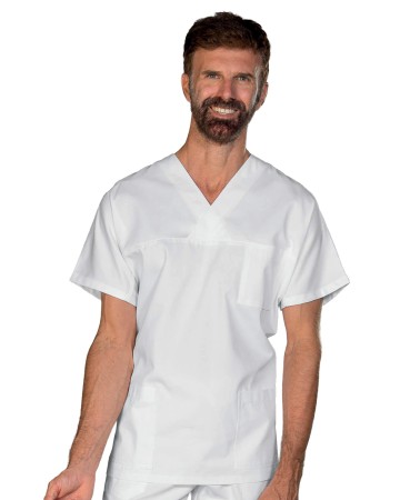 CASACCA COLLO A V BIANCO UNISEX OEKO-TEX® STANDARD 100 CERTIF N. 25CX00077 CL II CENTRO- ISACCO 045000-OEKO