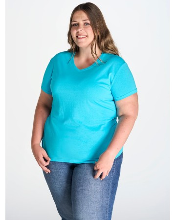 T-SHIRT DONNA MANICA CORTA COLLO A V CURVES CURVSPICO