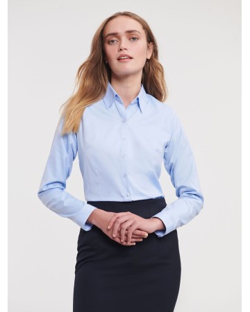 LADIES LONG SLEEVE TAILORED HERRINGBONE SHIRT JE962F