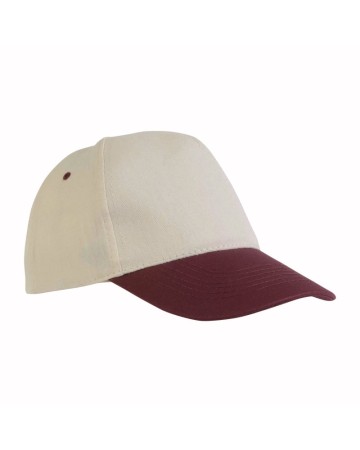 CAPPELLINO IN COTONE NATURALE, 5 PANNELLI CON VISIERA COLORATA 00628