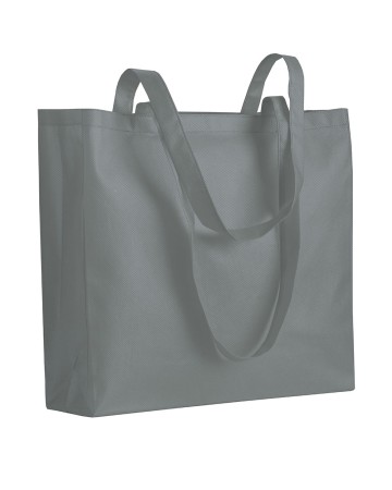 SHOPPER CON SOFFIETTO IN TNT 80 G/M2 CUCITO, MANICI LUNGHI 06119