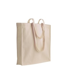 SHOPPER CON SOFFIETTO IN COTONE 220 G/M2, MANICI LUNGHI