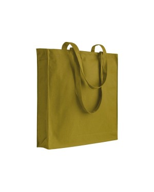 SHOPPER CON SOFFIETTO IN COTONE 220 G/M2, MANICI LUNGHI