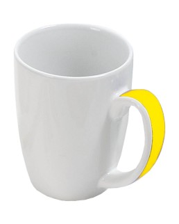 TAZZA BIANCA IN CERAMICA CON MANICO COLORATO (BOX) (0,35 L)