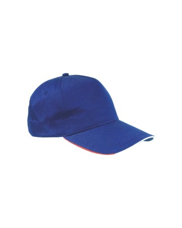 CAPPELLINO IN COTONE, 5 PANNELLI CON PROFILO E RICAMO TRICOLORE 10305