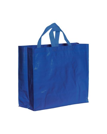 SHOPPER CON SOFFIETTO IN PP LAMINATO 120 G/M2, MANICI CORTI A NASTRO 12132