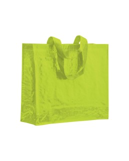 SHOPPER CON SOFFIETTO IN PP LAMINATO 120 G/M2, MANICI LUNGHI A NASTRO