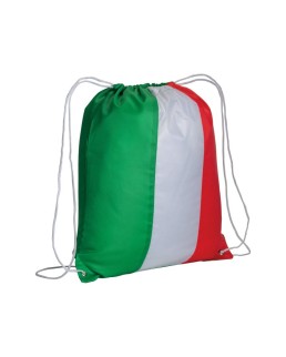 ZAINETTO TRICOLORE IN  POLIESTERE 210 T CON CHIUSURA A STROZZO E ANGOLI RINFORZATI