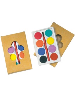 SET DI 8 ACQUARELLI COLORATI, IN SCATOLA DI CARTONE CON PENNELLO INCLUSO