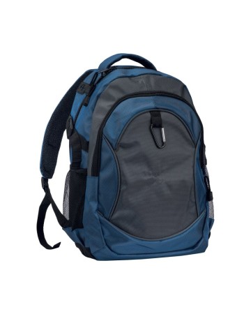 ZAINO IN POLIESTERE 1680D CON 4 TASCHE DI CUI 2 LATERALI RETINATE E MOSCHETTONE 16110