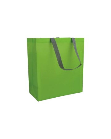 SHOPPER CON SOFFIETTO IN TNT LAMINATO 100 G/M2 TERMOSALDATO, MANICI CORTI 16121