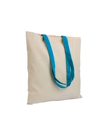 SHOPPER IN COTONE NATURALE 135 G/M2, MANICI LUNGHI COLORATI 16122