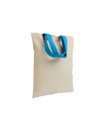SHOPPER MINI IN COTONE NATURALE 135 G/M2, MANICI CORTI COLORATI 16123