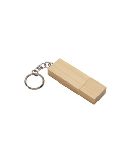 CHIAVETTA USB 4 GB IN LEGNO CON PORTACHIAVI IN METALLO