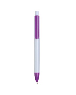 PENNA A SCATTO IN PLASTICA CON FUSTO BIANCO, CLIP E PUNTA COLORATE