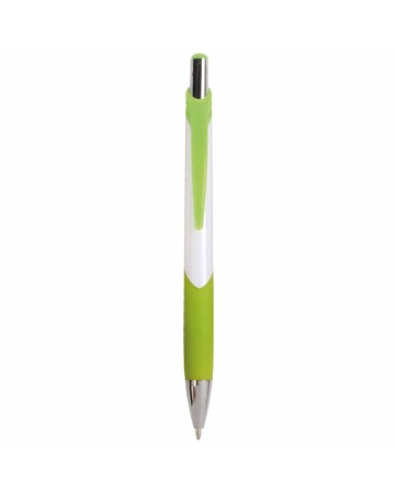 PENNA A SCATTO IN PLASTICA CON FUSTO BIANCO, IMPUGATURA GOMMATA E COLORATA 16819