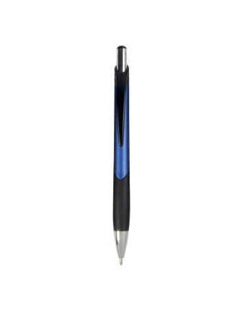 PENNA A SCATTO IN PLASTICA CON FUSTO METALLIZZATO, IMPUGATURA GOMMATA NERA 16820