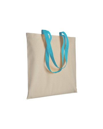 SHOPPER IN COTONE NATURALE 220 G/M2, MANICI LUNGHI COLORATI 17106