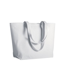 SHOPPER CON SOFFIETTO ALLA BASE IN COTONE 280 G/M2, MANICI LUNGHI