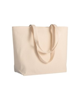 SHOPPER CON SOFFIETTO ALLA BASE IN COTONE 280 G/M2, MANICI LUNGHI