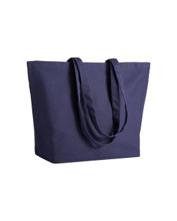 SHOPPER CON SOFFIETTO ALLA BASE IN COTONE 280 G-M2, MANICI LUNGHI