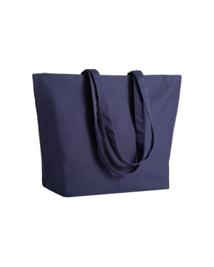 SHOPPER CON SOFFIETTO ALLA BASE IN COTONE 280 G-M2, MANICI LUNGHI