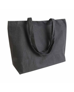 SHOPPER CON SOFFIETTO ALLA BASE IN COTONE 280 G-M2, MANICI LUNGHI 17113B