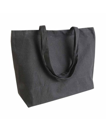 SHOPPER CON SOFFIETTO ALLA BASE IN COTONE 280 G-M2, MANICI LUNGHI 17113B