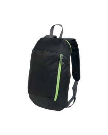 ZAINO NERO IN POLIESTERE 600D CON 2 TASCHE E CERNIERE COLORATE 17143