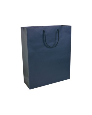 SHOPPER CON SOFFIETTO IN CARTA LAMINATA OPACA 157 G/M2 CON RINFORZO ALLA BASE