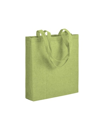 SHOPPER CON SOFFIETTO IN COTONE RICICLATO 150 G/M2 EFFETTO MELANGE, MANICI LUNGHI 17153