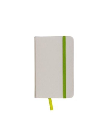 QUADERNO IN PU CON ELASTICO COLORATO, FOGLI A RIGHE (80 PAG.), SEGNALIBRO IN RASO 17405