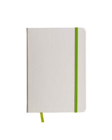 QUADERNO IN COPERTINA IN PU CON ELASTICO COLORATO(80 PAG.), SEGNALIBRO IN RASO 17406