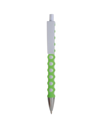 PENNA A SCATTO IN PLASTICA CON FUSTO, CLIP E PULSANTE BIANCHI, RIVESTIMENTO GOMMATO 17818