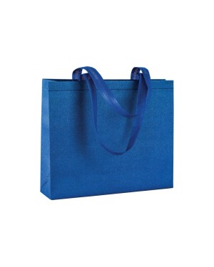 SHOPPER CON SOFFIETTO IN TNT LAMINATO GLITTER 100 G/M2 TERMOSALDATO, MANICI CORTI 18102