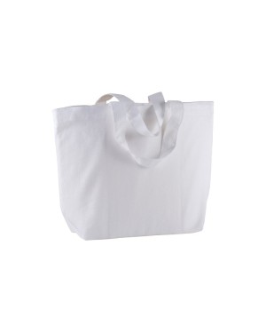 SHOPPER CON SOFFIETTO ALLA BASE IN COTONE 120 G/M2, MANICI CORTI