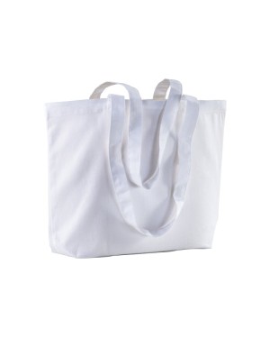 SHOPPER CON SOFFIETTO ALLA BASE IN COTONE 120 G/M2, MANICI LUNGHIE