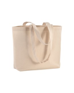 SHOPPER CON SOFFIETTO ALLA BASE IN COTONE 120 G/M2, MANICI LUNGHI