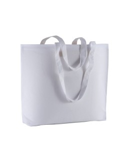 SHOPPER CON SOFFIETTO ALLA BASE IN COTONE 135 G/M2, MANICI LUNGHI