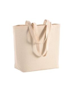 SHOPPER CON SOFFIETTO ALLA BASE IN COTONE 135 G/M2, MANICI LUNGHI