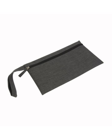 PORTA DOCUMENTI IN POLIESTERE MELANGE CON CHIUSURA ZIP E PRATICA MANIGLIA 18152