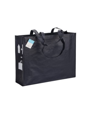 SHOPPER CON SOFFIETTO IN R-PET (PLASTICA RICICLATA), MANICI LUNGHI 19146