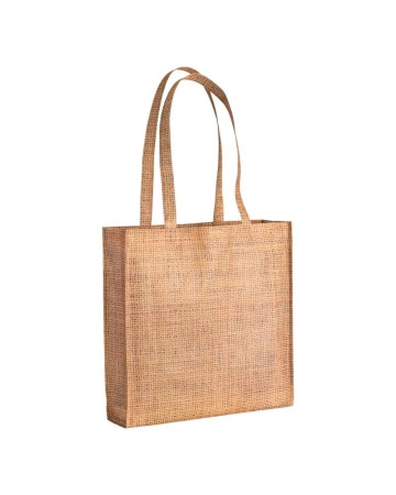SHOPPER CON SOFFIETTO IN TNT STAMPATO CON EFFETTO JUTA 19150