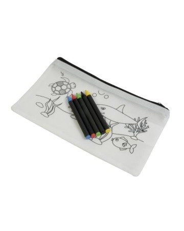 SET DI 5 PASTELLI A CERA COLORATI A SEZIONE CILINDRICA, IN ASTUCCIO COLORABILE IN TNT 19801