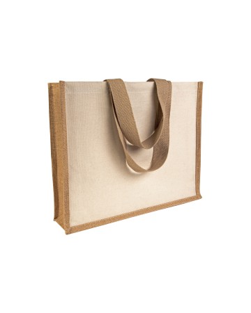 SHOPPER CON SOFFIETTO ALLA BASE IN JUTA E CANVAS 2011322