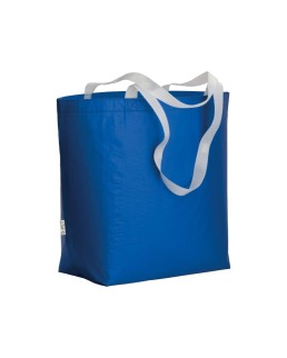 SHOPPER IN R-PET LAMINATO CON SOFFIETTO ALLA BASE - MANICI LUNGHI IN POLIESTERE