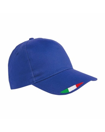 CAPPELLINO IN COTONE, 5 PANNELLI CON RICAMO TRICOLORE 20303