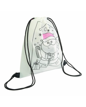 SET DI 5 PASTELLI A CERA COLORATI IN MINI ZAINO COLORABILE IN TNT (STAMPA NATALIZIA) 20813