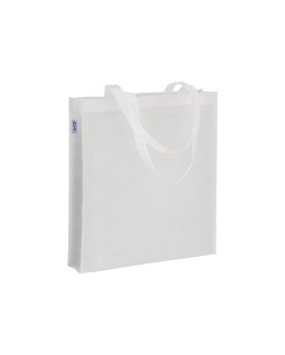 SHOPPER IN R-PET 80 G/M2 CON SOFFIETTO E MANICI LUNGHI